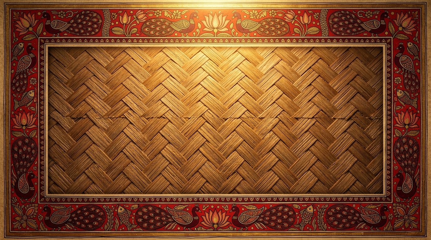 Empty Artisan Bamboo Wall with Mithila Border