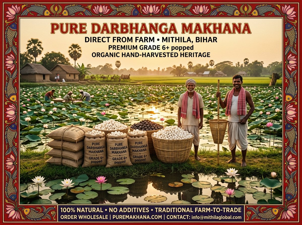 PokharBowl B2B Pure Darbhanga Makhana Farm Supply