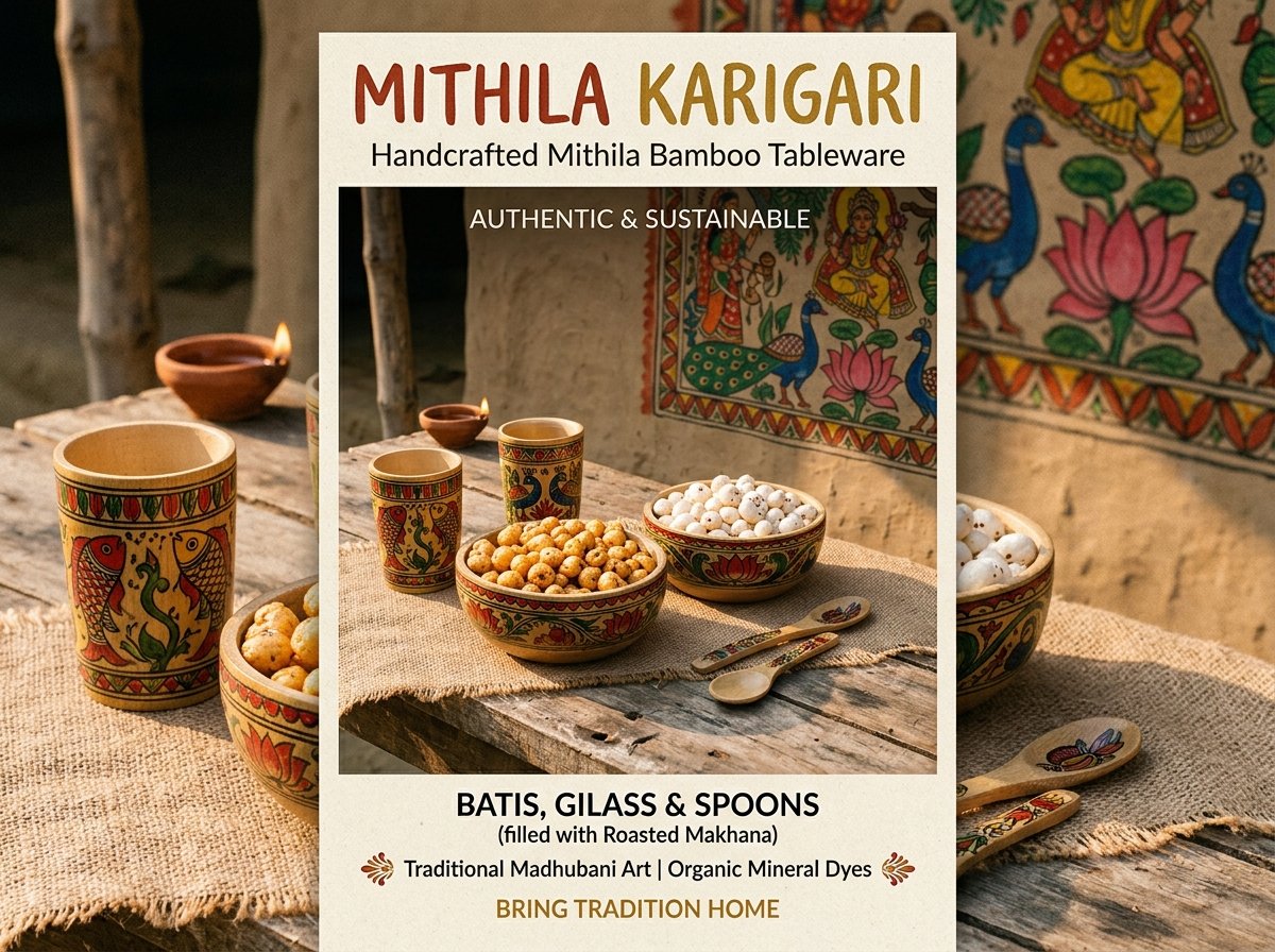 Mithila Karigari Handcrafted Bamboo Tableware Bati Gilass