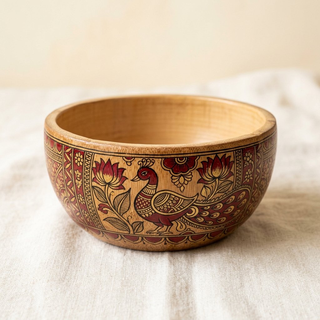Mithila Hand-Painted Bamboo Bowl